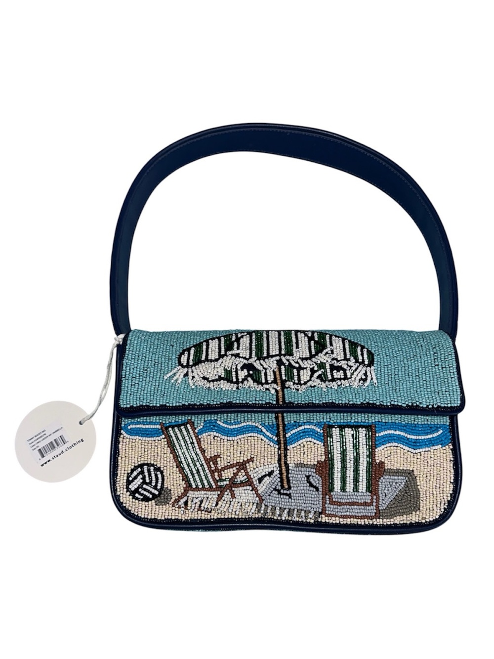 STAUD Tommy Under My Umbrella Beach Lobster Beaded Shoulder Bag NWT MORE PHOTOS - Picture 4 of 8